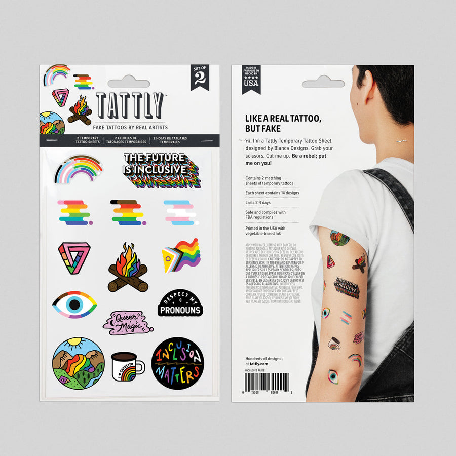 Inclusive Pride Tattoo Sheet by Bianca Designs