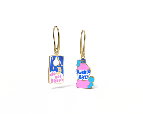 Self-Care Bubble Bath 18k Gold Drop Earrings