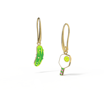 Pickle Ball 18k Gold Drop Earrings