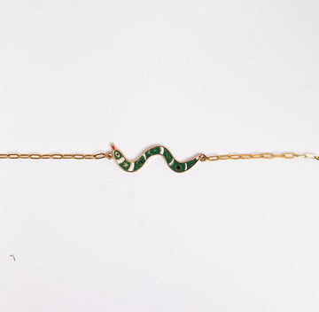 Snake Bracelet 18k Gold Gilt Enamel