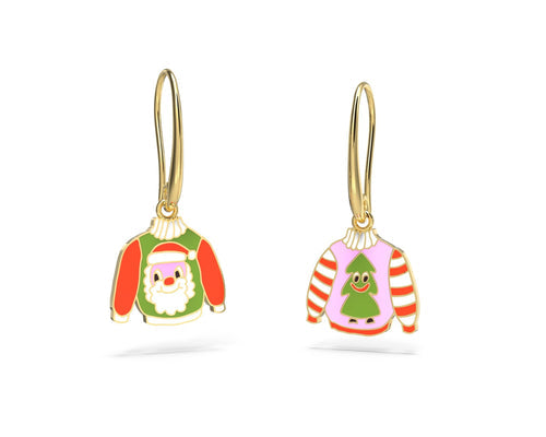 Christmas Sweater 18k Gold Drop Earrings