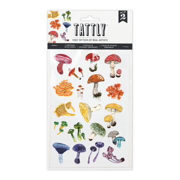 Colorful Mushrooms Temporarily Tattoo Sheets By Kelsey Oseid