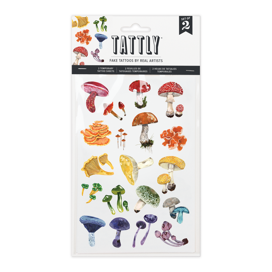 Colorful Mushrooms Temporarily Tattoo Sheets By Kelsey Oseid