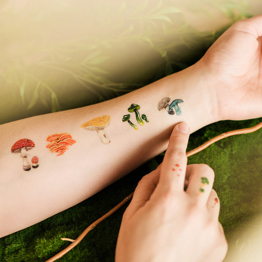 Colorful Mushrooms Temporarily Tattoo Sheets By Kelsey Oseid