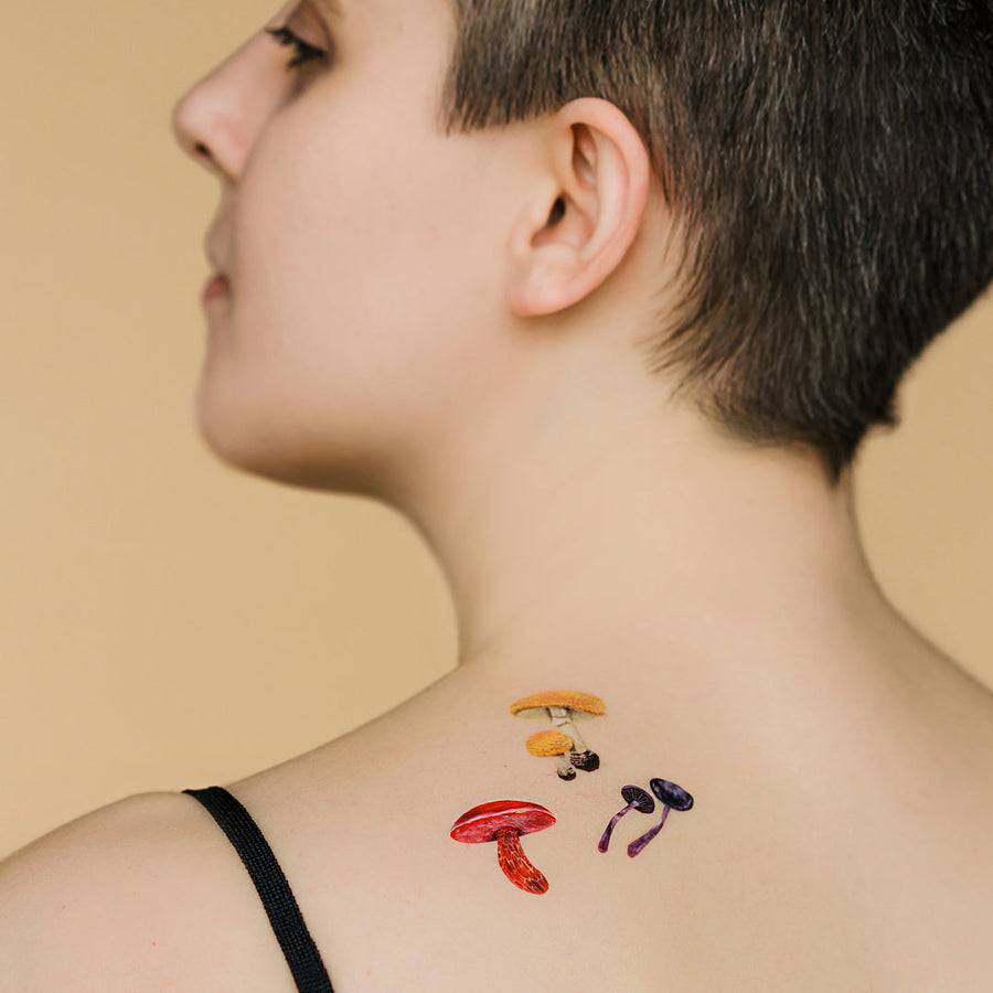 Colorful Mushrooms Temporarily Tattoo Sheets By Kelsey Oseid