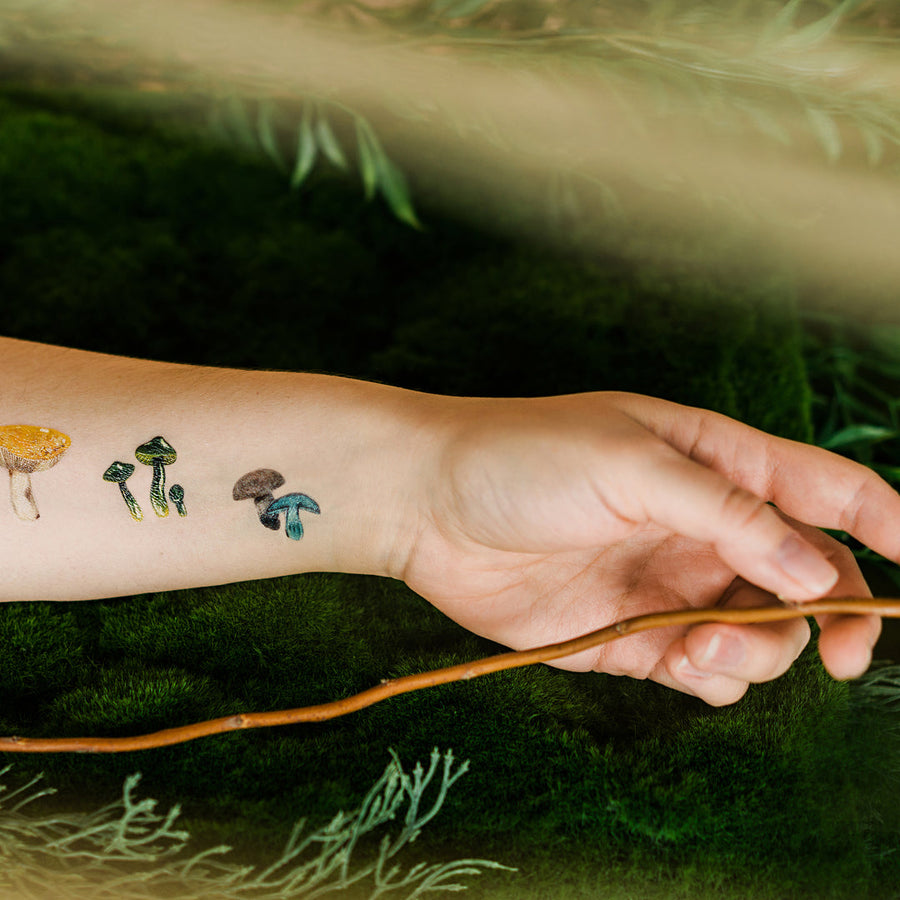 Colorful Mushrooms Temporarily Tattoo Sheets By Kelsey Oseid