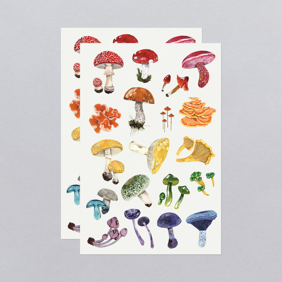 Colorful Mushrooms Temporarily Tattoo Sheets By Kelsey Oseid