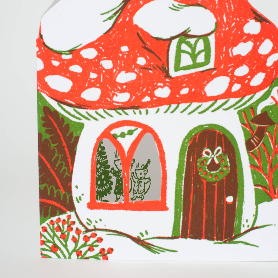 Merry Mushroom House Letterpress Card