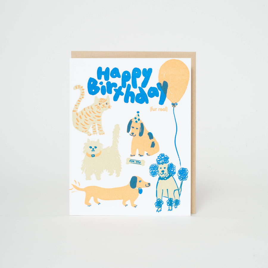 Happy Birthday Fur Real Letterpress Card