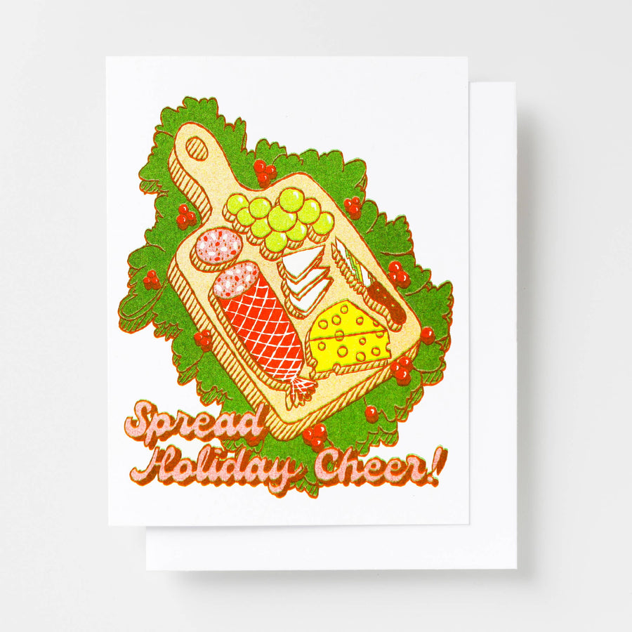 Spread Holiday Cheer Charcuterie Christmas Risograph Card