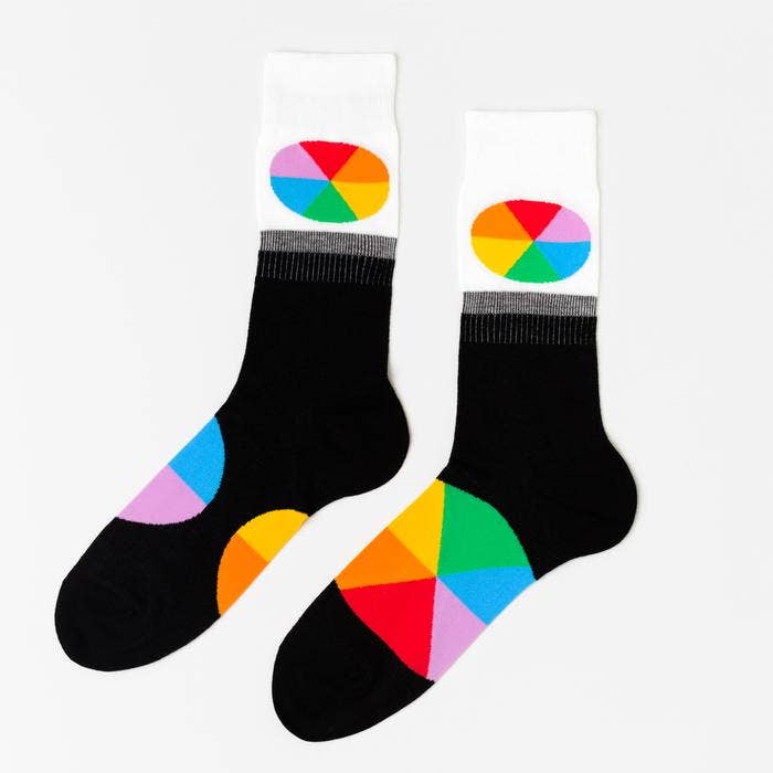 L Color Wheel Adult Crew Socks