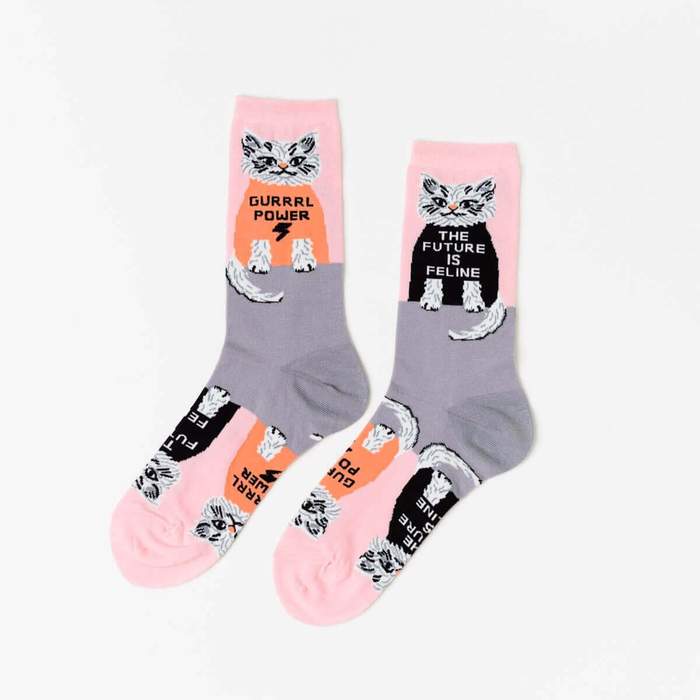 S Future Is Feline Adult Crew Socks