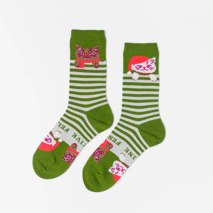 S Feline Festival Adult Crew Socks