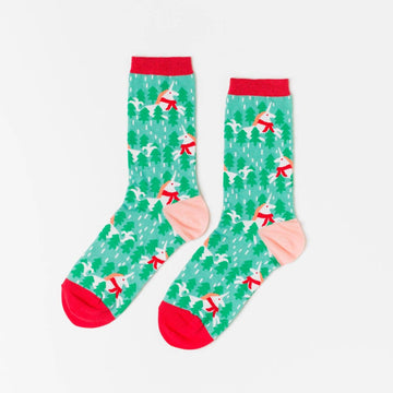 S Holiday Unicorn Adult Crew Socks