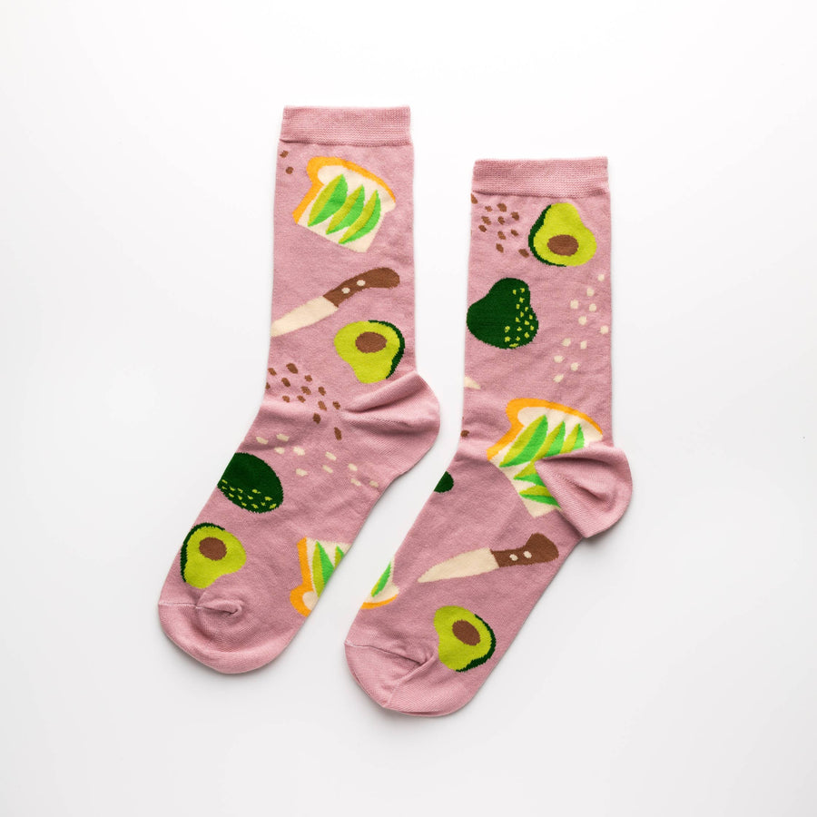 S Avocado Toast Adult Crew Socks