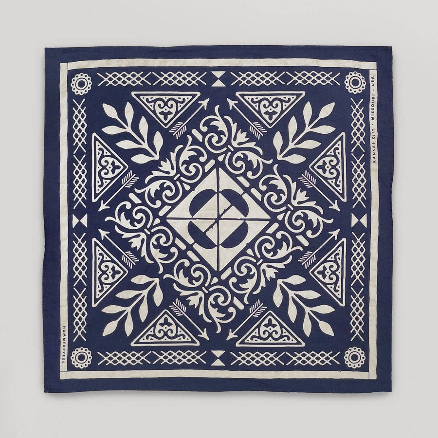 Hammerpress Hand Printed Blue Bloom Bandana