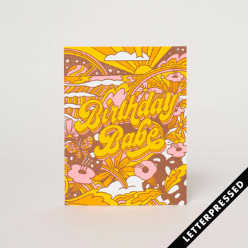 Trippy Birthday Babe Letterpress Card