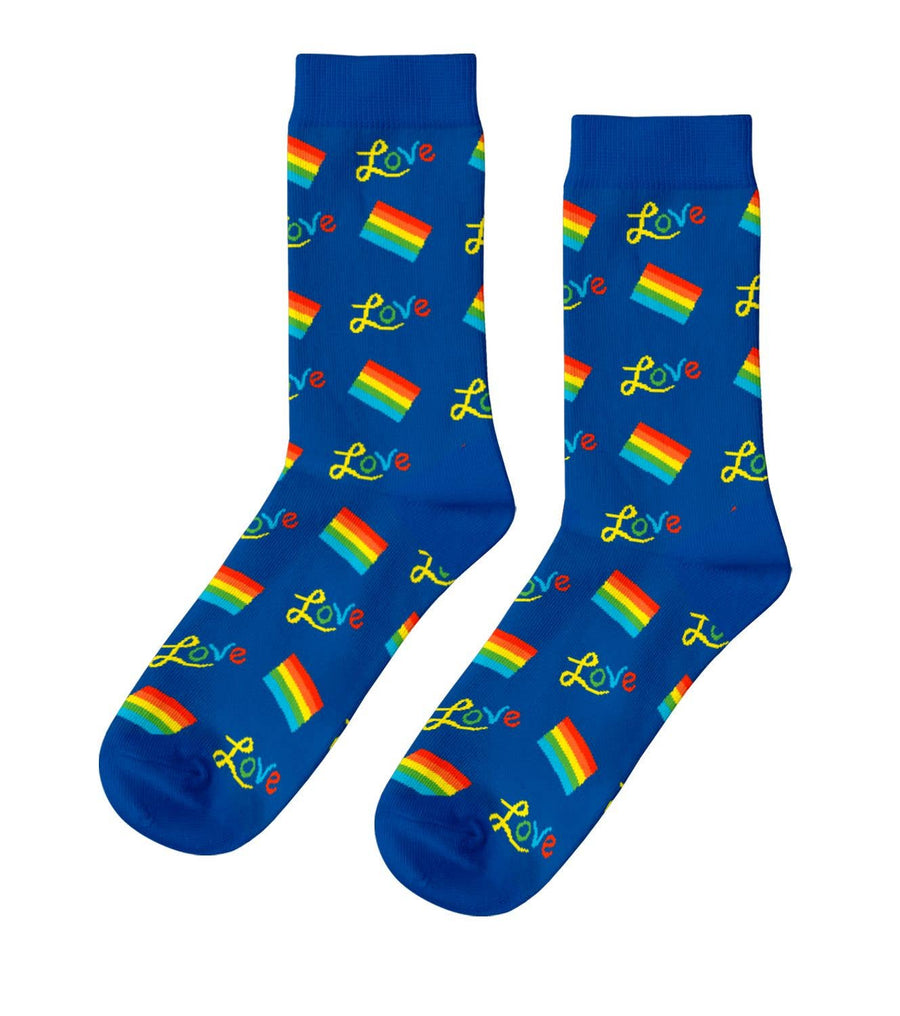 L Rainbow Love Adult Crew Socks