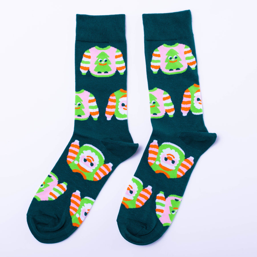 L X-mas Sweaters Holiday Adult Crew Socks