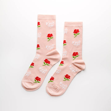 S Rose F*ck Off Adult Crew Socks