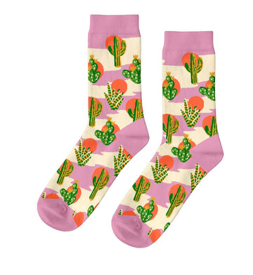 S Cactus Sunset Adult Crew Socks