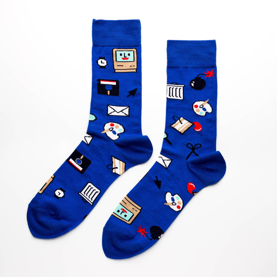 L Computer Nerd Adult Crew Socks