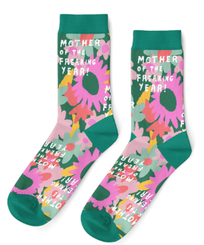 S Mother of the Freakin Year Floral Adult Crew Socks