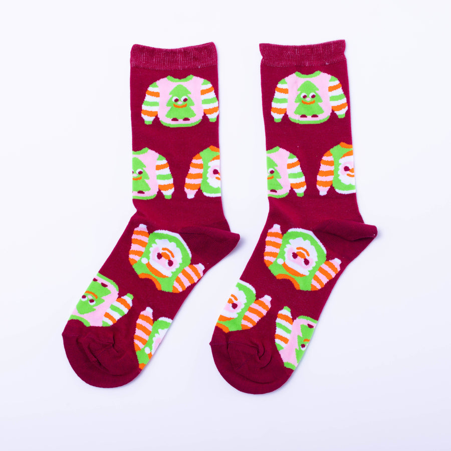 S X-mas Sweaters Holiday Adult Crew Socks