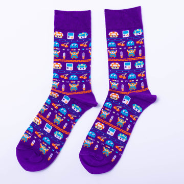 L Vintage Gamer Adult Crew Socks