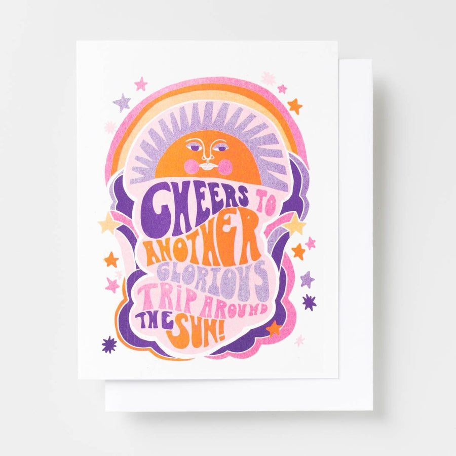 Cheers Trip Around Sun Risograph Card