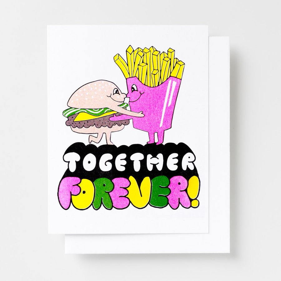 Together Forever Burger & Fries Risograph Card